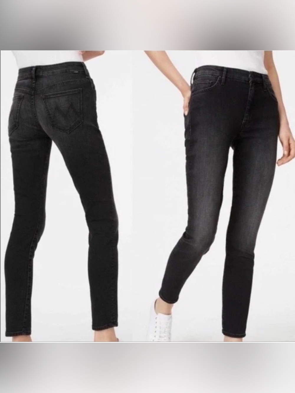 MOTHER The Looker Night Hawk Black High Waist Skinny Jeans 28 Dark Wash Stretch - Picture 5 of 16